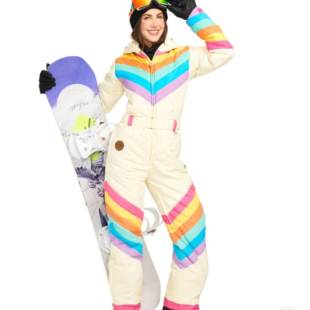 NWT Tipsy Elves Retro Rainbow Ski Suit Size Medium M Onesie